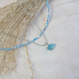 Aquamarine Raw Stone Necklace Silver