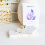 Februari Geboortesteen Hart Ring - Amethist