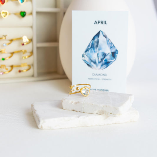 April Geboortesteen Hart Ring - Diamant