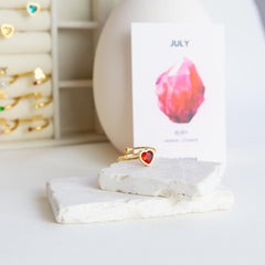 Birthstone Heart Ring July - Ruby