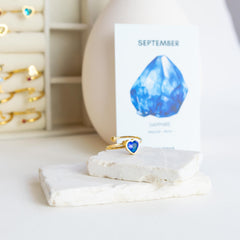 Birthstone Heart Ring September - Sapphire