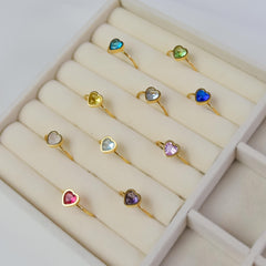 Birthstone Heart Ring April - Diamond