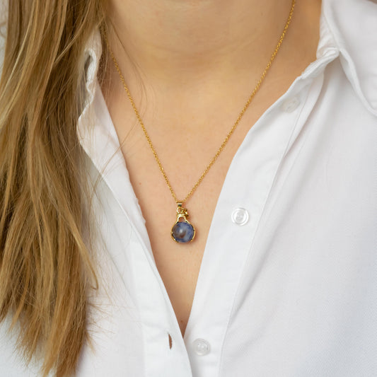 Blue Spot Jasper Embrace Necklace Gold