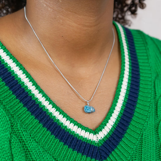 Apatiet ruwe stenen ketting zilver