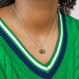 Peridot ruwe steen ketting zilver