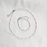 Rozenkwarts Choker Zilver