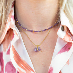 Gemstone Necklace Raw Amethyst (Healing) Stone Gold