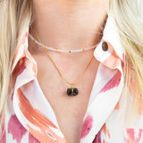 Black Tourmaline Raw Stone Necklace Gold