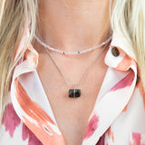 Black Tourmaline Raw Stone Necklace Silver