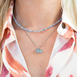 Aquamarine Raw Stone Necklace Silver