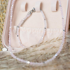 Gemstone Bracelet Rose Quartz Silver